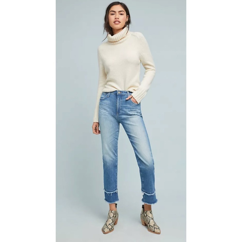 AG Adriano Goldschmied Isabelle High Rise Straight Ankle Jeans Frayed Womens 26
